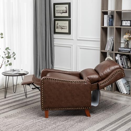 Sillón pushback reclinable piel marrón miniatura 4