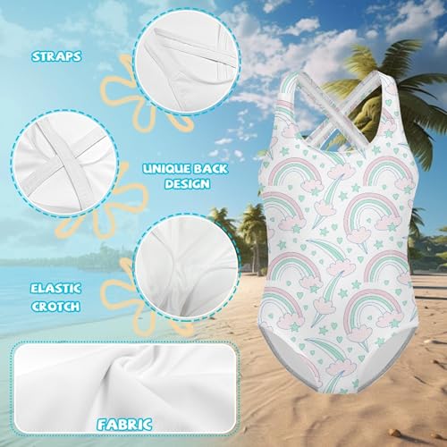 Image of Girls One Piece Swimsuit 3D Sequin Glitter Cross Back Quick Dry Sparkly Bathing Suit for Beach Pool 5-14Y