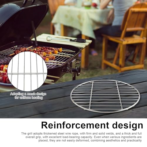 HECHKJ Grillrost Edelstahl Rund, Durchmesser 30 cm Grillgitter Rund, Silberfarben Rund Edelstahl Grillrost, Grillroste Ersatz Kugelgrill, Geeignet für Camping und Picknick