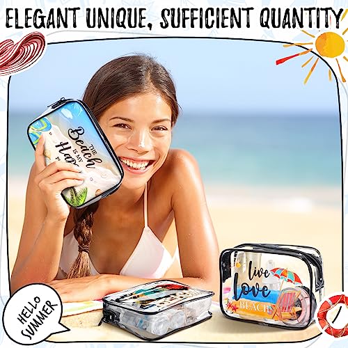 Kacctyen 10 Pcs Beach Clear Makeup Bags Gift for Women Clear Toiletry Bag Beach Cosmetic Bags Waterproof Travel Multifunction Pouch for Friend Sister Nurse Vacation Organization4