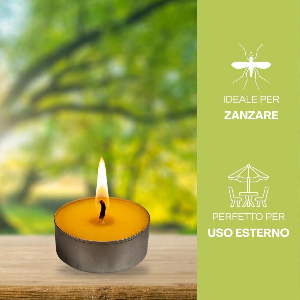 Virsus 200 Tea Light antizanzare alla citronella candeline Ceri profumate antigoccia per interno e esterno lumini da Giardino Feste ed Eventi
