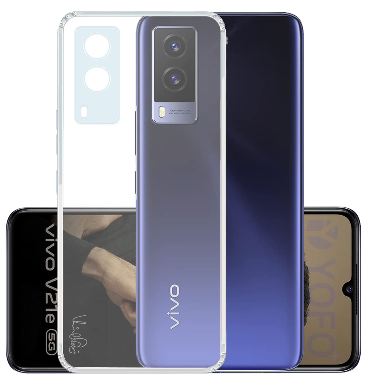 YOFO Back Cover for Vivo V21E (5G) (Flexible|Silicone|Transparent|Camera Protection|DustPlug) (B09HCFLWBX) Amazon Price History, Amazon Price Tracker