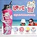 100pcs Pink I Love You Stickers, Waterproof Holographic Glitter Romantic Vinyl Decal,Valentine's Day,Birthday for Water Bottle, Laptop,Kindles, DIY,Book,Phone, Gifts for Girls,Kids, Teens,Adults