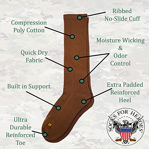 Coyote Brown Moisture Wicking, Breathable Over The Calf Foot Socks | Quick Dry Boot Socks | Made in USA2