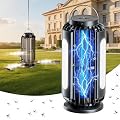 TYPEC Solar Bug Zapper, 3 Solar Charging Panels, 4200V Mosquito Zapper, Auto On/Off LED Light, IP67 Waterproof, USB-C & Solar Powered, Indoor Outdoor Insect Killer for Yard Patio Garden-Dark Gray