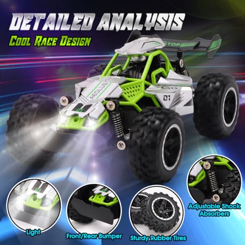 RUIDYA Remote Control Cars, 2.4GHz 1:18 Scale Off-road RC Race Car Toy for Kids Age 4+ with LED Light, Rechargeable High Speed All Terrain RC Drift Vehicle, 4 5 6 7 8 Year Old Boys Girls Birthday Gift - Image 2