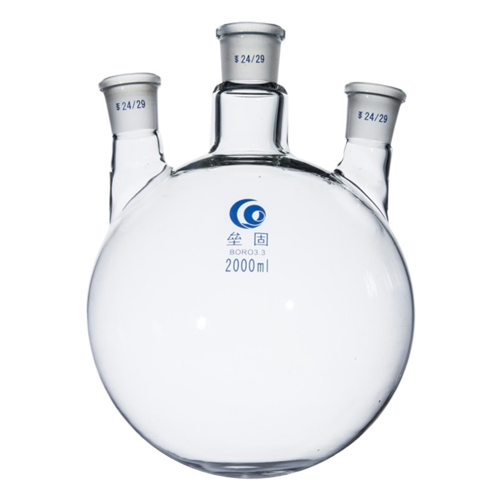 Gerader Dreihalskolben, runder Boden, Glaskolben mit hohem Borosilikatgehalt, Labor-Dreihalsreaktor, dicker Abschnitt | 250ml 24x19x19