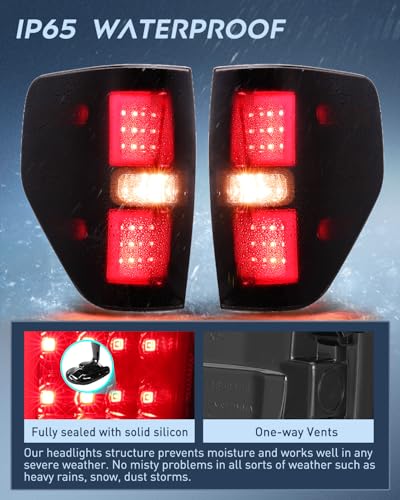 Image of Nilight Taillight Assembly for 2009-2014 Ford F150 Styleside Smoked Lens