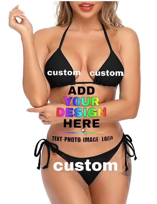 Custom Novelty Swimsuit Women's Two Piece Personalized Sexy Swimwear Customized Your Own Text Photo Bikini Sets