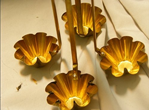 4 Cup KraThong Tong Thai Traditional Dessert Brass Mold Wooden Handle