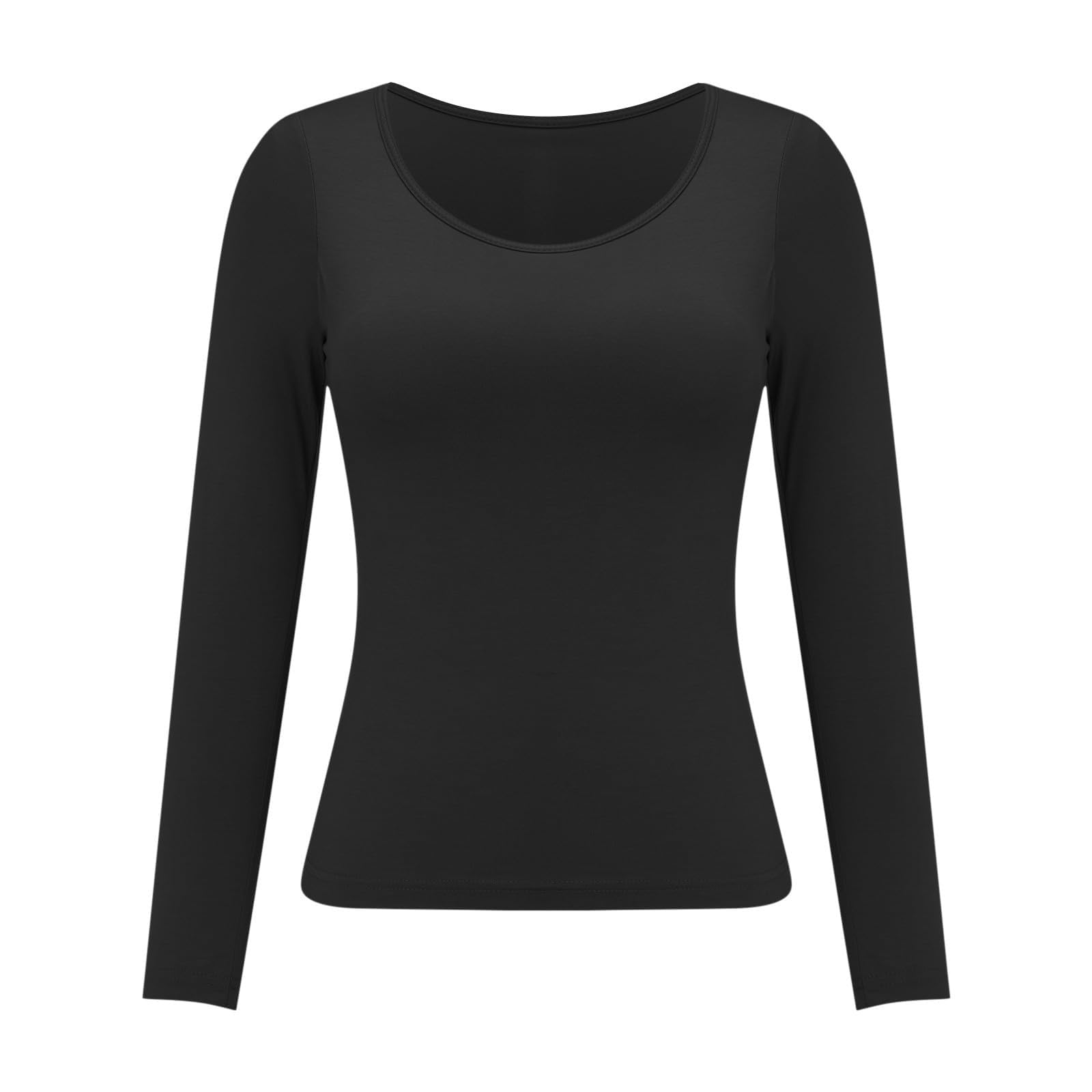 Camiseta con Sujetador Integrado para Mujer, Camisetas Acolchadas de Manga Larga, Blusas activas, Camisas Informales de Pijama Suaves para Entrenamiento Camiseta Mujer Graciosa