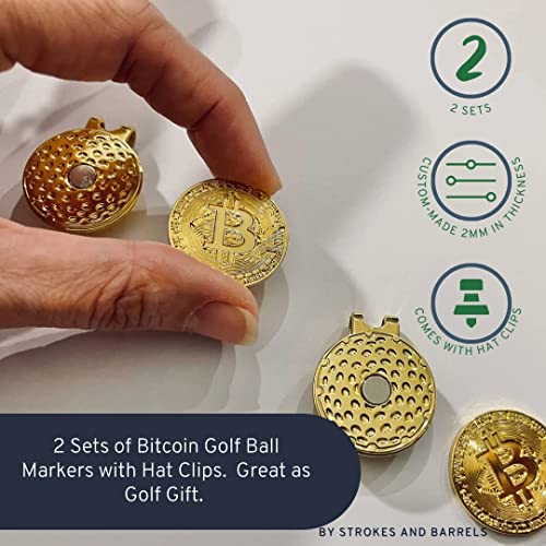 Fun, Crypto Golf Ball Markers Set - Bitcoin Design with Hat Clips (2-Pack) - image 2