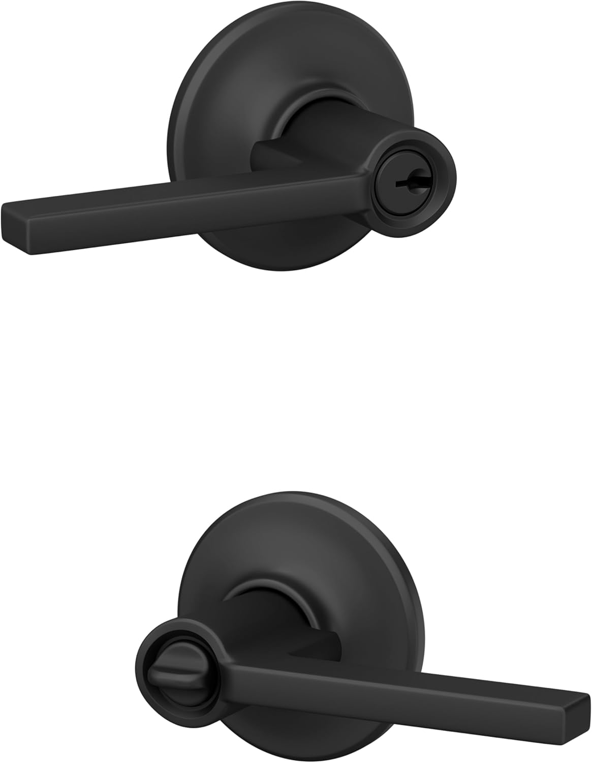 Schlage F51A LAT 622 COH Latitude Door Lever with Cohen Trim, Keyed Entry Lock, Matte Black