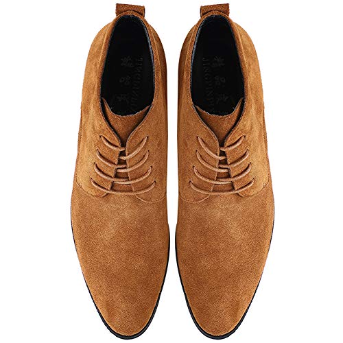 Image of rismart Men's Suede Chukka Boots Plain Toe Lace Up Oxfords Business Casual Shoes