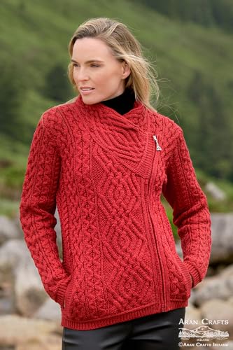 Image of Aran Crafts Irish Women's Cable Knit Side Zip Wool Jacket (Z4630)