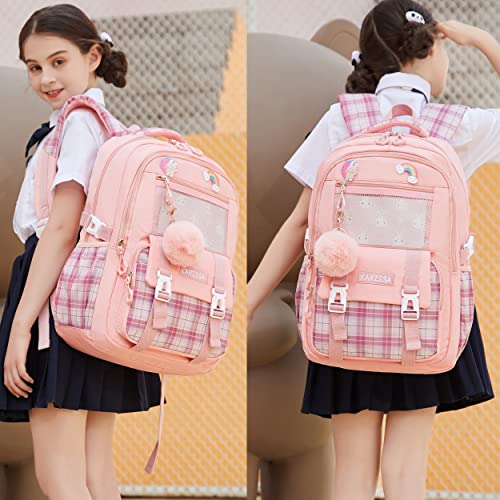 AO ALI VICTORY Girls Backpack 15.6 Inch Laptop School Bag Cute Kids Elementary College Backpacks Large Bookbags for Teen Girl Women Students Anti Theft Travel Daypack- Pink2