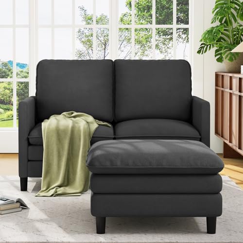 Image of Welzona 3-Layers Cloud L Shaped Couch, 51 inch Teddy Sofa and Loveseat Set