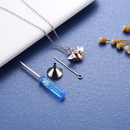 MANBU Rose Cremation Urn Jewelry for Ashes - 925 Sterling Silver Memorial Keepsake Ring Brecelet Necklace Gift for Women, Bereavement Gift for A Loss Of the Loved One (Necklace) - Image 6