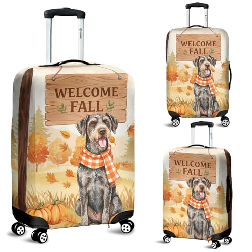 Welcome Fall Wirehaired Pointing Griffon Cozy Autumn Field Pumpkins Leaves Travel Luggage Cover Dog Lover Suitcase Dust Protective Decor 120132
