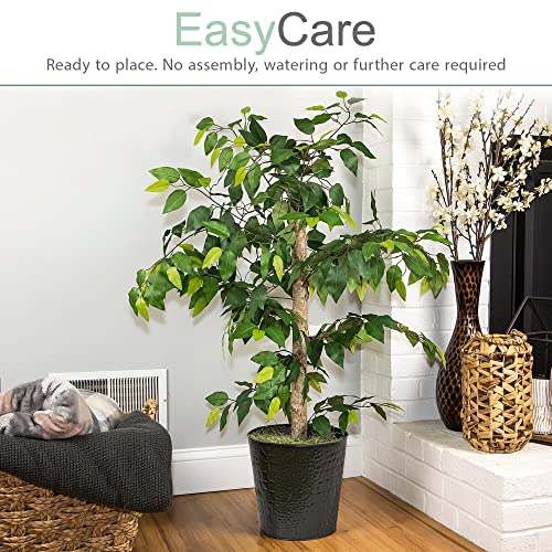 LCG-Florals-Artificial-Ficus-Tree-with-Real-Wood-Trunk-Black-Metal-Pot-Indoor-and-Outdoor-Faux-Plants-for-Patio-Living-Rooms-Offices-Outdoor-Spaces-4FT-Black-Metal-Pot LCG Florals Artificial Ficus Tree with Real Wood Trunk Black Metal Pot Indoor and Outdoor Faux Plants for Patio Living Rooms Offices Outdoor Spaces 4FT Black Metal Pot