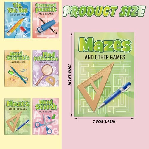 Hungdao 144 Pcs Mini Activity Books for Boys and Girls, Fun and Games, Challenging Activities Include Mazes, Word Scramble and More Bulk Gifts for Students Party Classroom Goodie Bag Stuffers