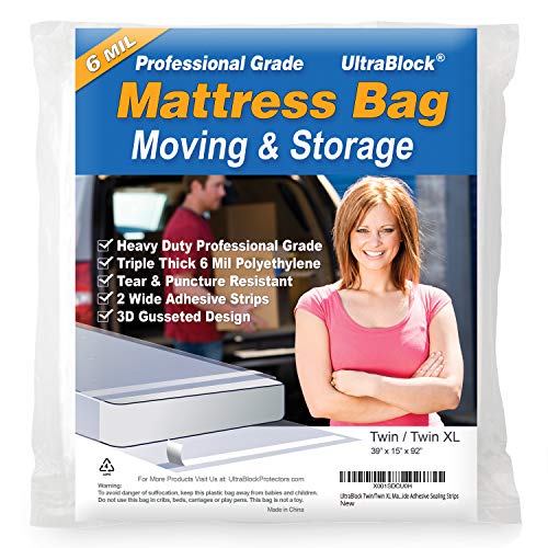 UltraBlock Mattress Bag for Moving, Storage or Disposal - Twin/Twin XL Size Heavy