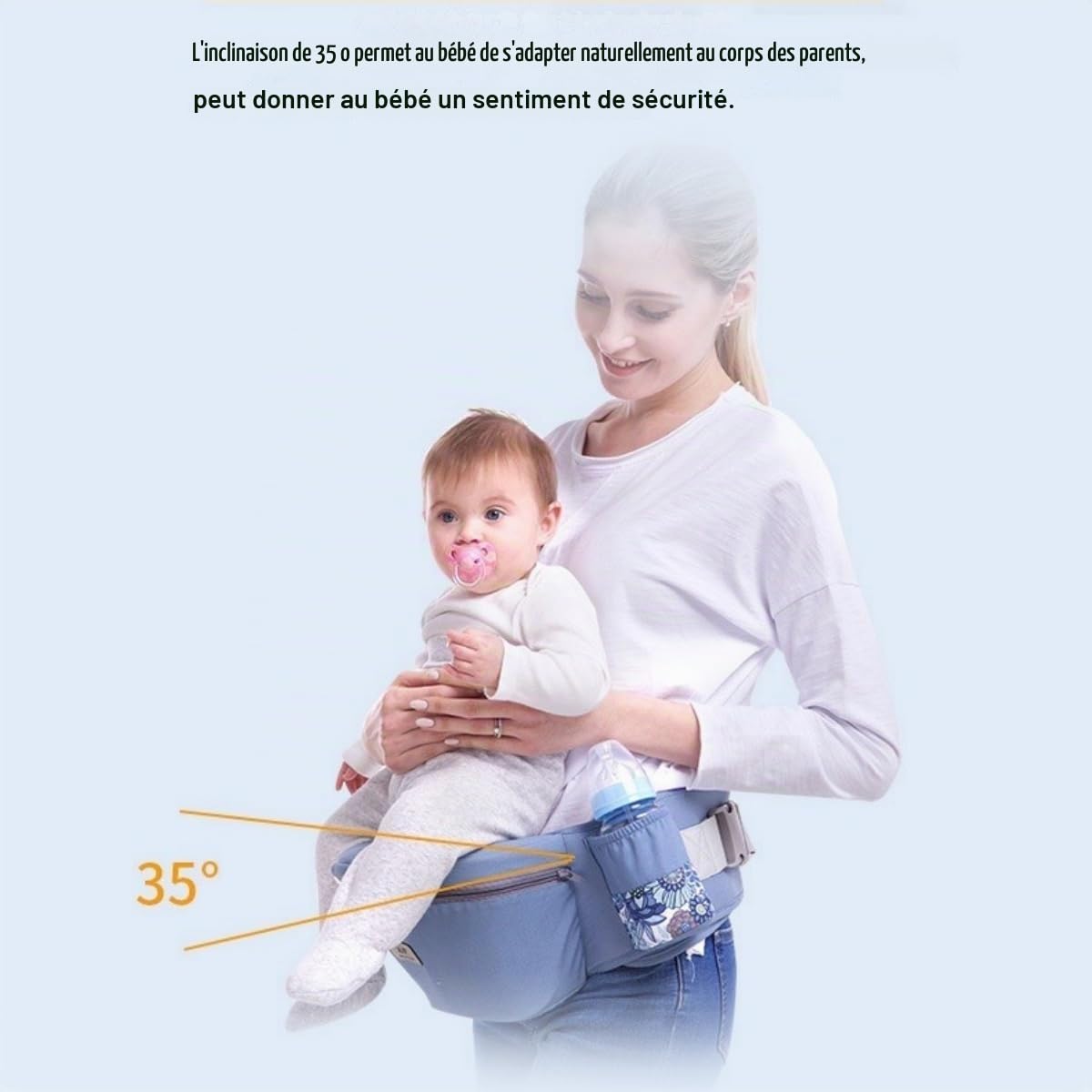 EMEBAY Porte Bébé avec Siège à Hanche 15 façons de porter, Porte-Bébé | Porte-Bébé Naissance Ajustable, Porte bébé ergonomique Multifonction pour Bébé de 0 à 48 Mois Toutes Saisons