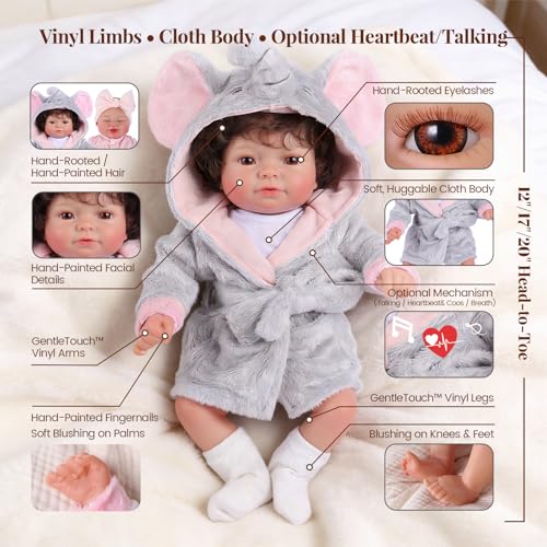Muñeco Reborn BABESIDE Niño Realista 17 Pulgadas miniatura 3