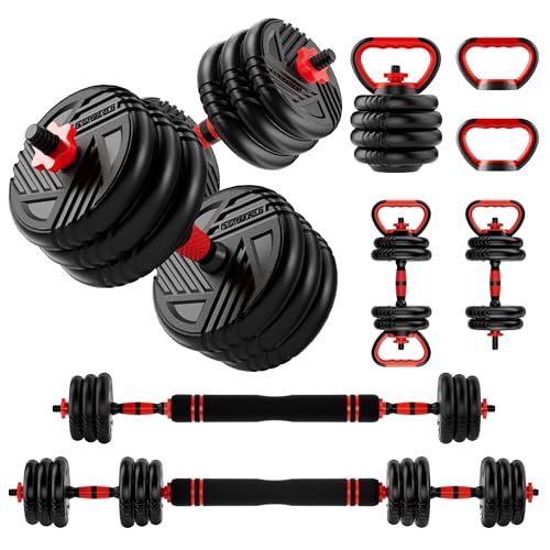 Image of Adjustable Dumbbell Set, 10 /20 /30 /45 /70 /90lbs, 5 in 1 Multi-Function Dumbbells Set Converts to Barbell & Kettlebell, Weight Set for Home Gym Workout, Suitable for Men /Women Strength Training