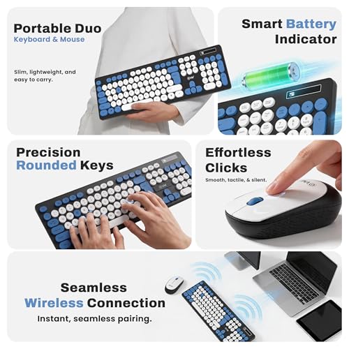 EVM Wireless Keyboard & Mouse Combo, Black, 112 Black, Blue & White - Image 3