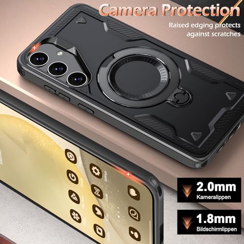 Image of for Samsung Galaxy S24 Plus Case Magnetic with stand, with Mag-Safe, with Screen Protector, Wireless Charging, Shockproof for Samsung S24 Plus 5G Phone Case, Ring Holder Cover, for Samsung S24 Plus