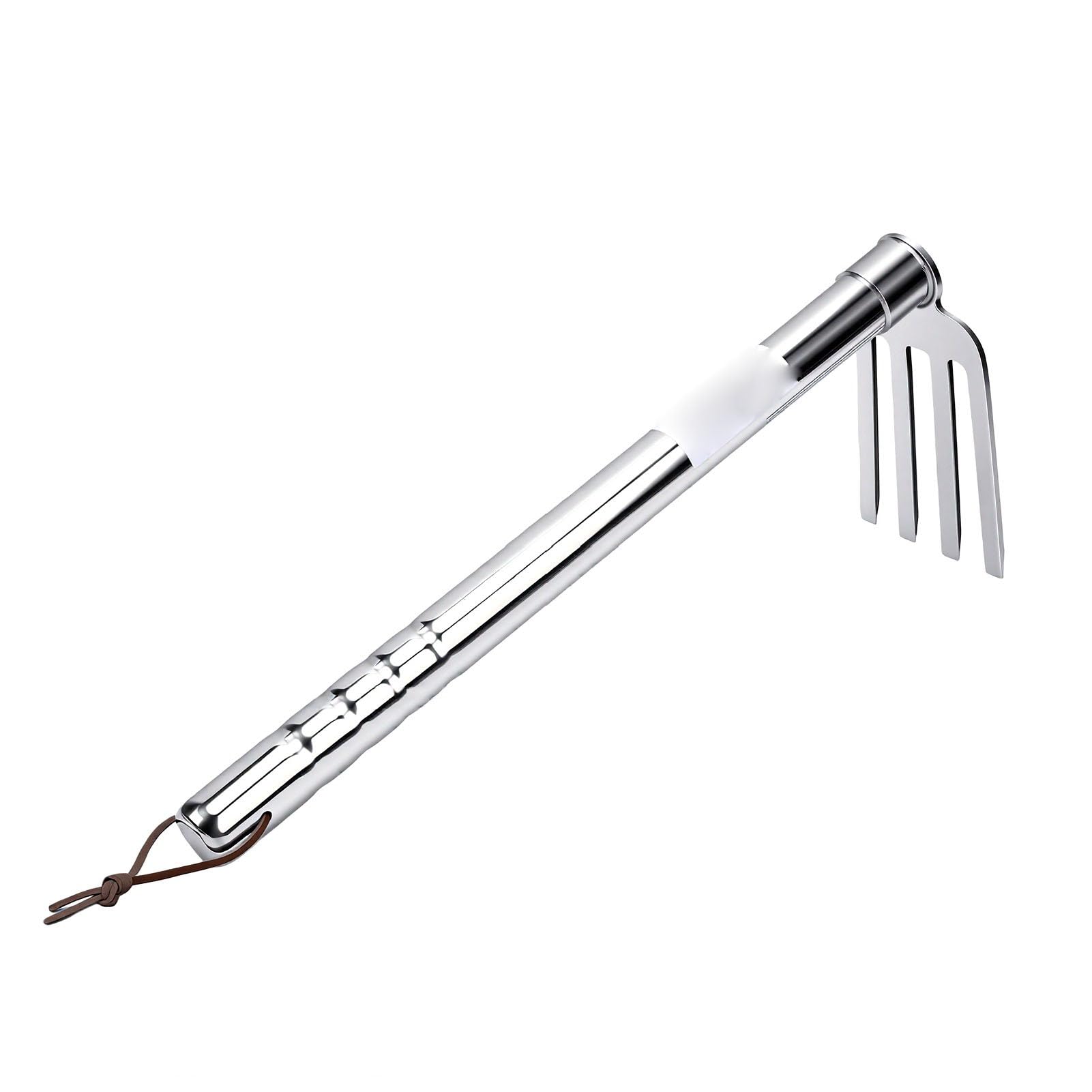 Bewinner Set di Attrezzi da Giardino in Acciaio Inossidabile da 4 Pezzi con Rastrello a 4 Denti, Set di Pala a Cazzuola a Mano per Diserbo, Piantagione, Scavo del Terreno, Compatto e Portatile