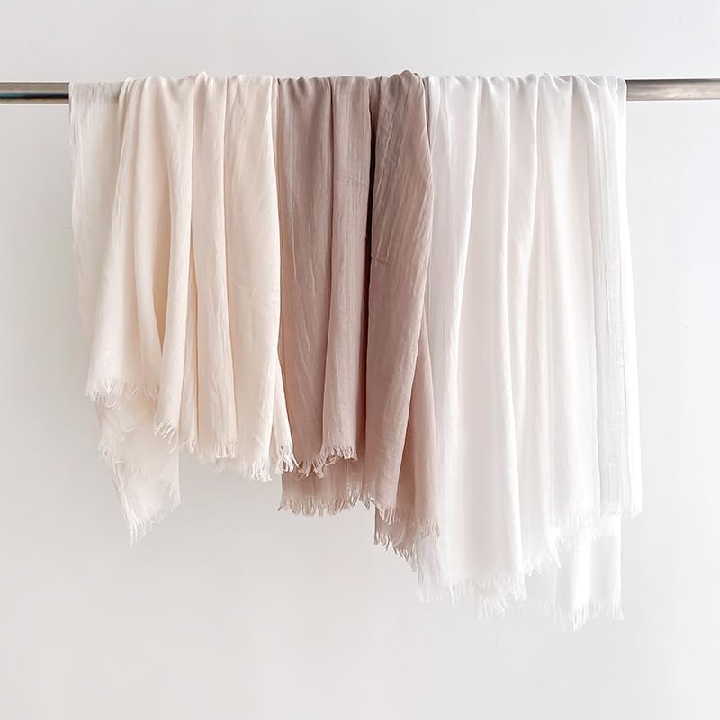 Solid color cotton and linen scarf, wrinkled all season versatile long sunscreen fashionable shawl - Image 6