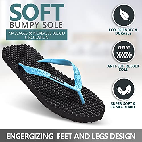 Image of Bumpers Flip Flops For Men - Beach & Shower Sandals For Mens, Comfortable Massage Acupressure Slippers, Indoor & Outdoor Footwear
