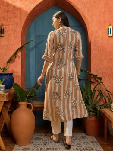 Image of Stylum Women's Floral Printed Rayon A-Line Kurta
