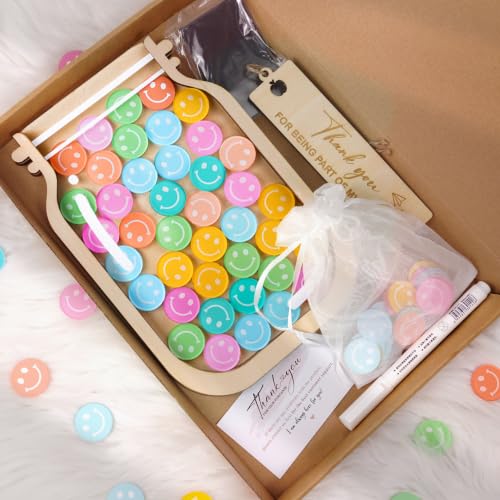 Image of 9 inch DIY Name 45 Tokens Smiley Face Magnetic Reward Jar Gifts for Classroom Teacher Kids Potty Training Chore Chart Toddler Good Behavior Management Tools Back to School RWJ-03-SMILEY-M