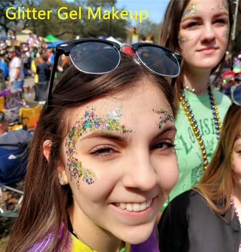 image for Go Ho Face Body Glitter Gel,Mardi Gras Outfit for Women and Kids,Spark