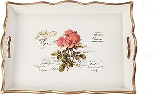 XKUN Taca na żywność taca do serwowania i duże naczynia, prostokątna taca na przekąski z drewnianym uchwytem, taca śniadaniowa rolnik dekoracyjny talerz (kolor: A)