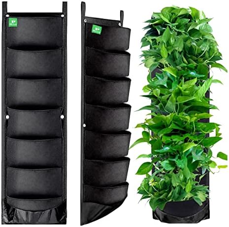MEIWO Hanging Planters for Indoor Plants New Upgraded 7 Pockets Large Vertical Garden Wall Planter Grow Bags Plant Hanger Garden Balcony Fence Wall Home Decor