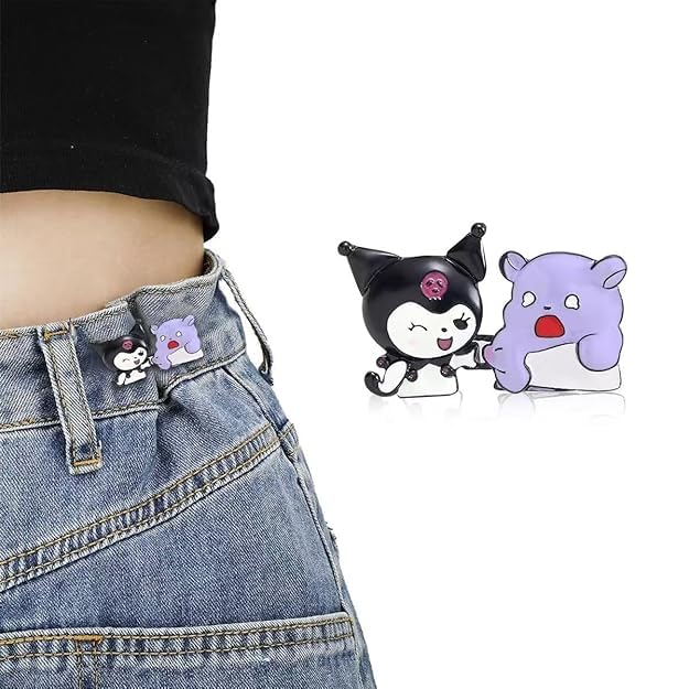 Image of YEKDA 4 Sets Butterfly Jean Buttons Waist Tightener for Loose Pants, No-Sew Adjustable Waist Buckle Clips, Detachable Decorative Jean Button Pins for Women's Jeans & Skirts (Kitty Mix)