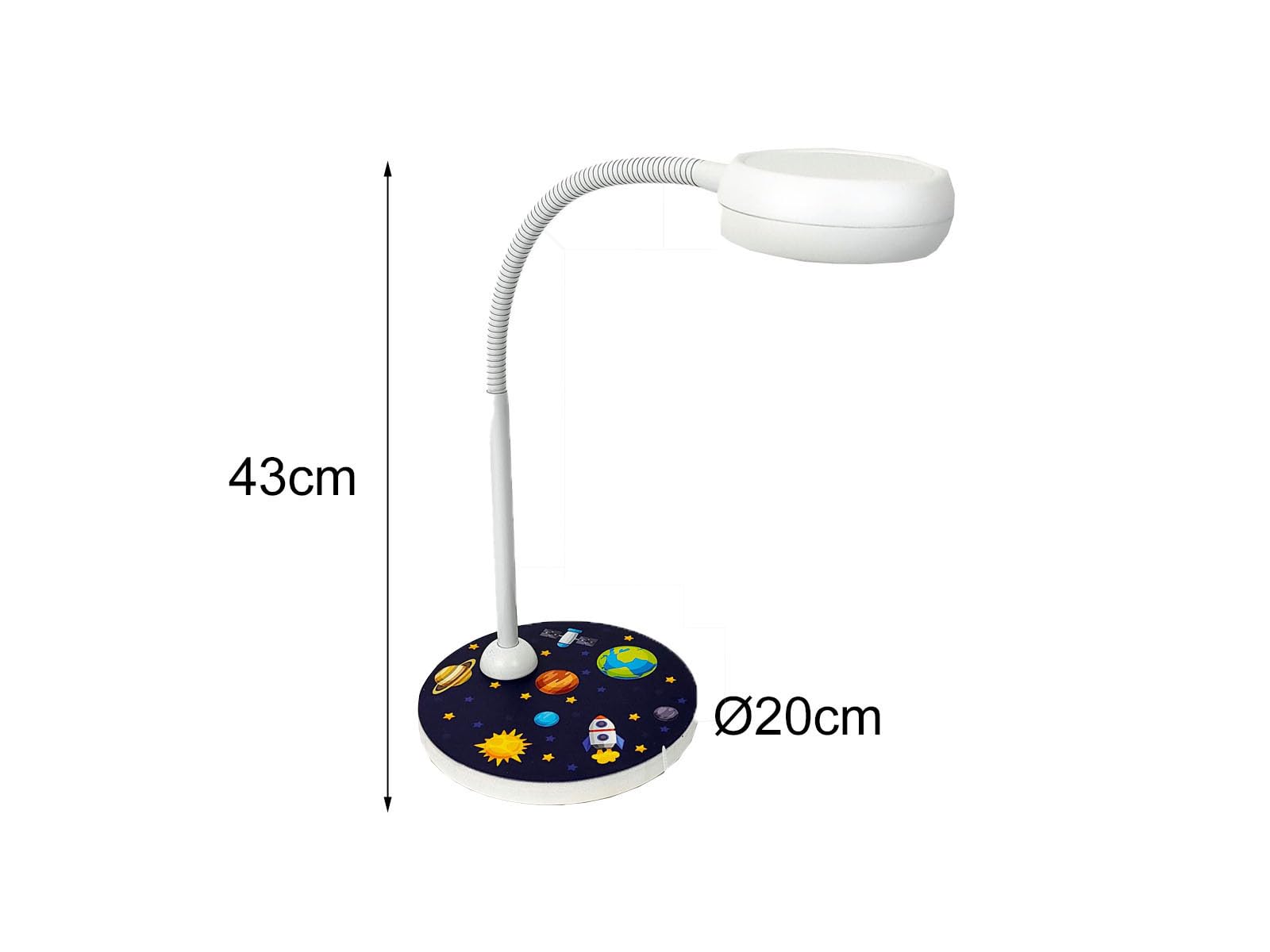 meineWunschleuchte Kinderzimmer Schreibtischlampe WELTALL mit Flexarm, Höhe 43cm