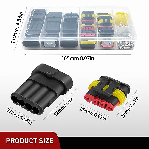 Image of Nilight 180PCS 4 Pin Electrical Connector Plug with Male Female Terminals | Wire Waterproof Connectors 4 Way Automotive Connect Set for Car Truck Motorcycle Marine Boat 10 Sets