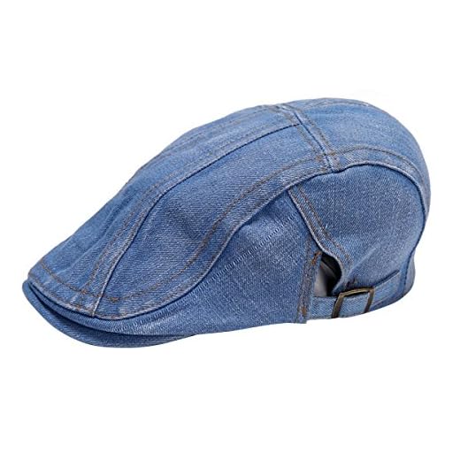 Gorra de hombre de tejido vaquero estilo Newsboy, gorra plana estilo Gatsby, gorra estilo Ivy, gorra de caza estilo irlandés azul azul claro
