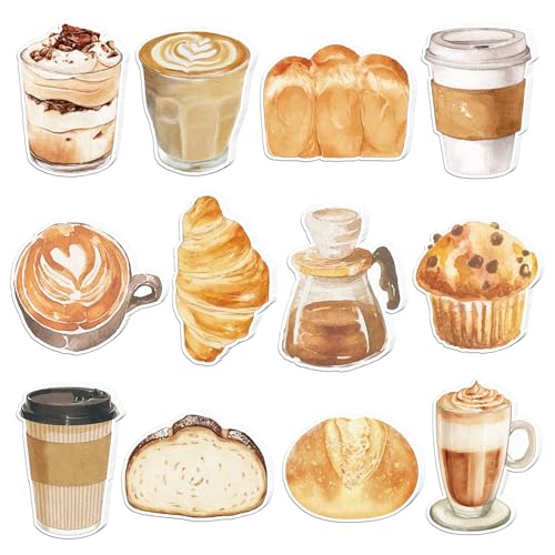 240ページ コーヒー パン 付箋 - パンの粘着メモパッド コーヒー愛好家 オフィス 学用品 学生用 - 毎日のリマインダー、ToDoリスト、クリエイティブノート用の12種類のユニークなデザイン