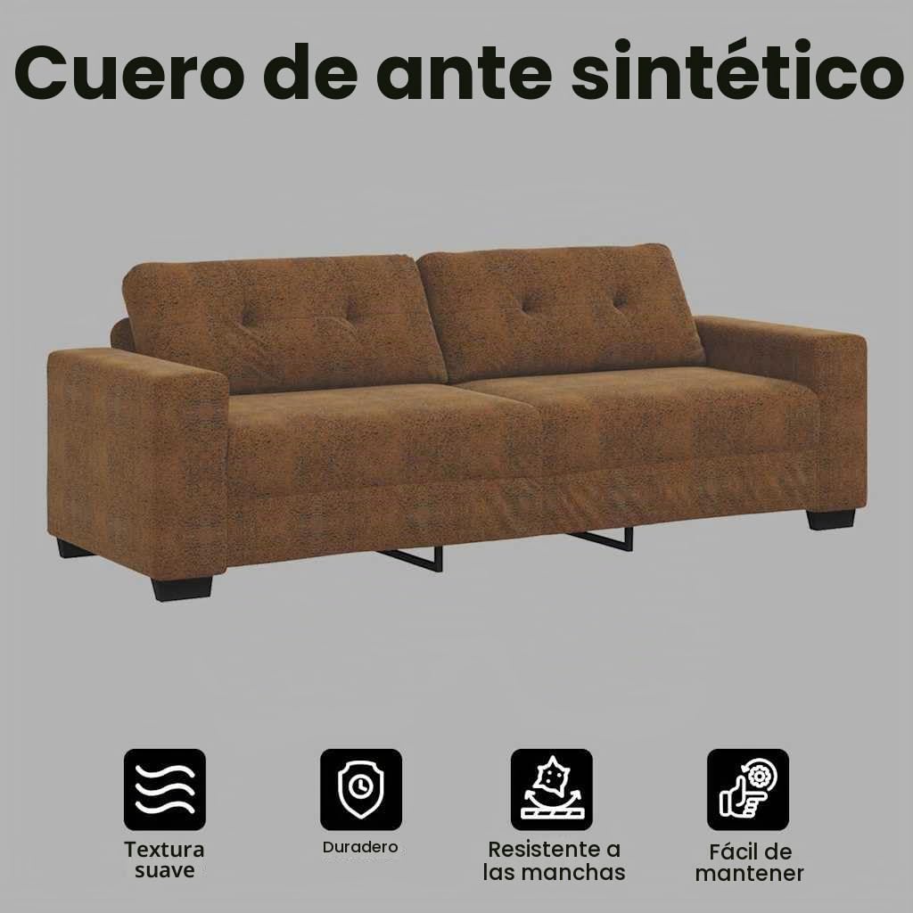 vidaXL Sofá marrón Moderno de 3 plazas, fácil de armar. Ideal para la Sala, Tiene un diseño Duradero y es súper cómodo para relajarte. Es un sofá Rectangular de Tela, hogar.
