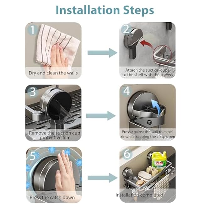 Suction Cup Sponge Holder for Kitchen Sink,Kitchen Sink Organizer and Storage for Sponge,Soap,Dish Brush,Scrubber,Rustproof Stainless Caddy Home Decor Essentials Accessories