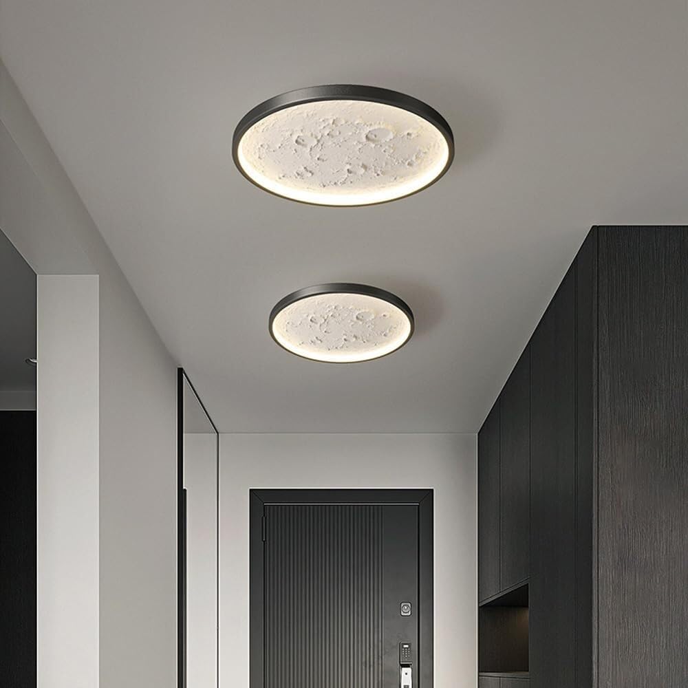 Moderne Mond-Wandleuchte, runde Wandlampe, zeitgenössisches kreatives Nachtlicht-Dekor, dreifarbige dimmbare Deckenleuchte for Schlafzimmer, Kinderzimmer, Wohnzimmer, Flur(Zwart,Diameter 24CM)