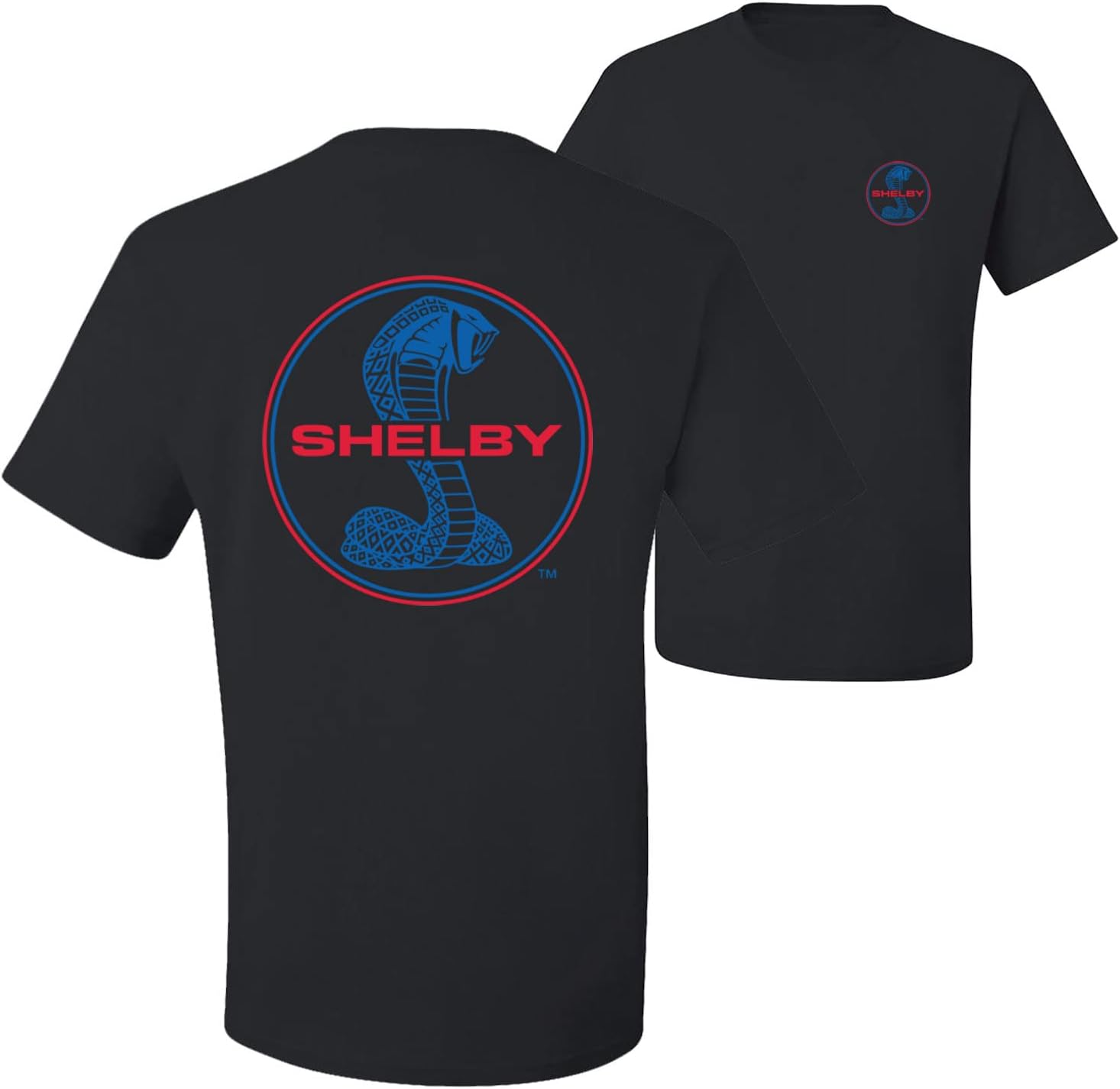 Shelby Cobra USA Logo Emblem Powered by Ford Motors Cars and Trucks Front and Back Men's Graphic T-Shirt - Image 4