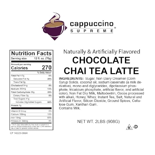Mezcla instantánea de té chai con chocolate cappuccino miniatura 2