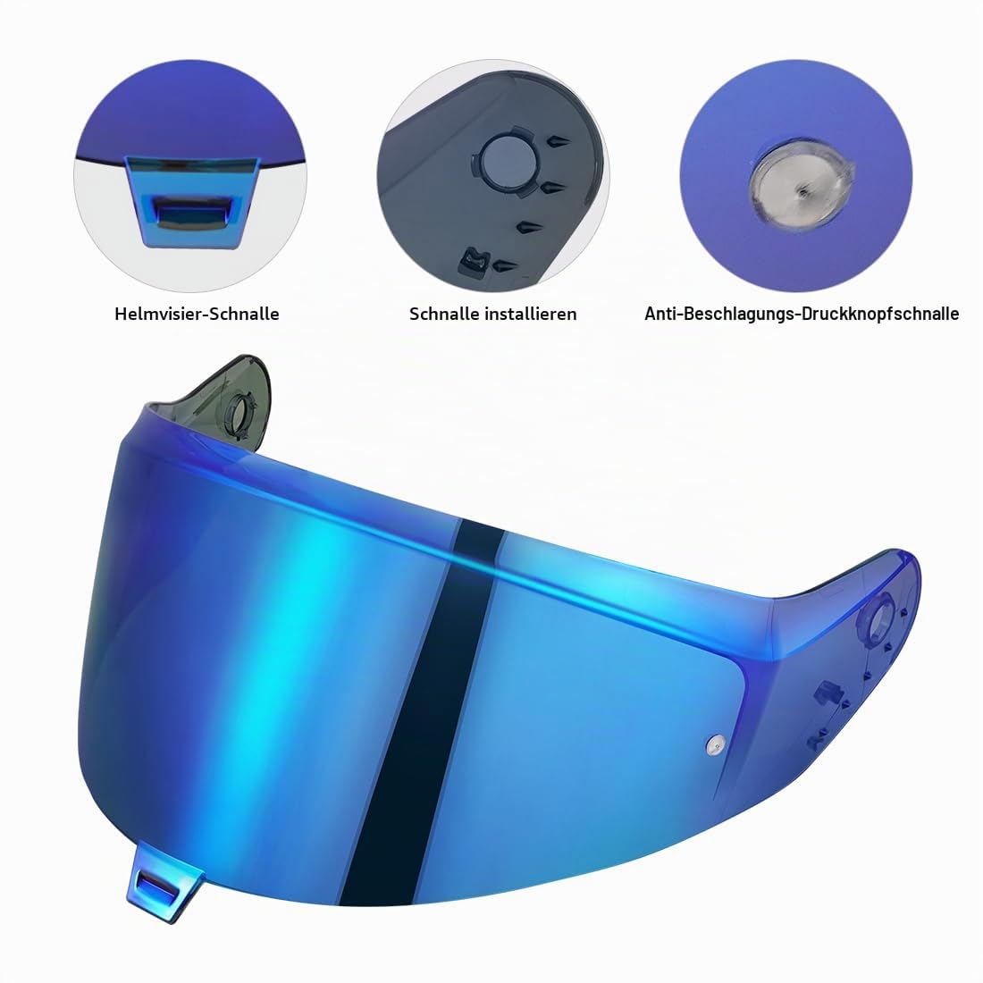 Helmvisier für Shark SKWAL i3/RIDILL 2/ D-SKWAL 3, Motorradhelm Visier,UV Schutz Helmvisier,Motorrad Windschutz Helm Objektiv Visier.Motorradhelm Visier Ersatz (Chrome Blue)